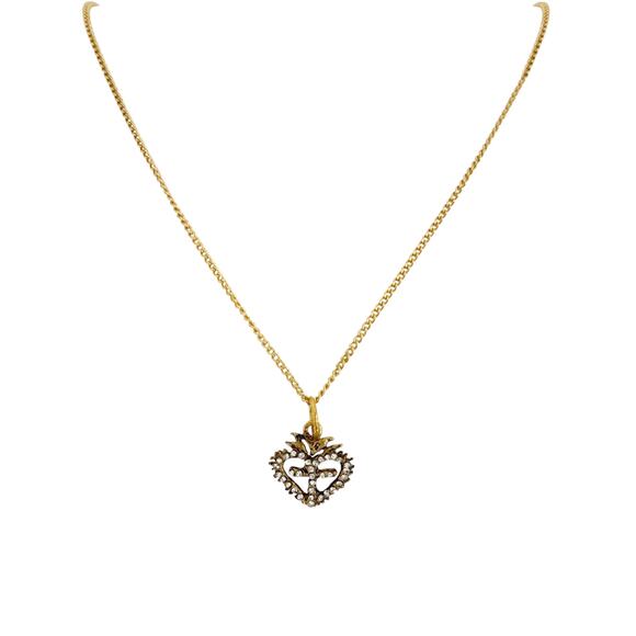 VIRGINS SAINTS & ANGELS VSA Sacred Heart Logo Charm Necklace in Gold - Picture 1 of 7